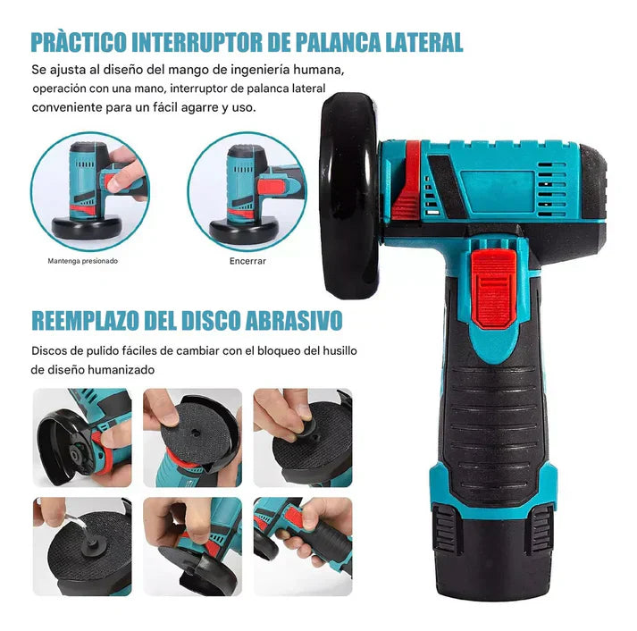 [PROMOCIÓN DE ANIVERSARIO]  Combo Amoladora Angular Profesional Inalámbrica - (2 Discos + 2 Baterías + Maletín)  🎁