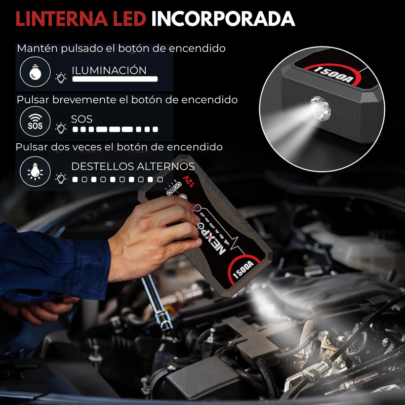[PROMOCIÓN DE ANIVERSARIO] Arrancador de Coches NexPower | Carga Rápida | Pinzas Inteligentes | Linterna 🎁