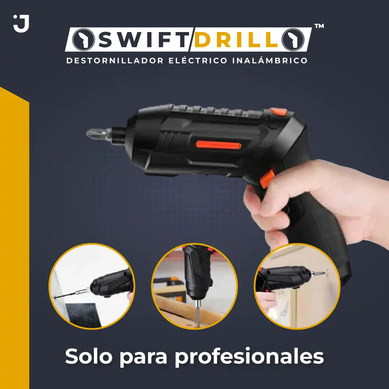 Destornillador Elétrico/Inalámbrico SwiftDrill + Kit Maleta 47 piezas - VELOCIDAD Y EFICIENCIA EN TUS TAREAS