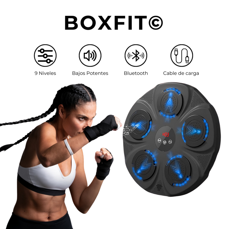 (LIQUIDACIÓN DE EXISTENCIAS)  BOXFIT© MÁQUINA DE BOXEO MUSICAL + GUANTES DE REGALO 🎁